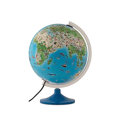Tecnodidattica – Globe Atmosphere Family Solid pour enfants | lumineux, tournant sur son axe | cartographie illustrée et méridien gradué | diamètre 30 cm...