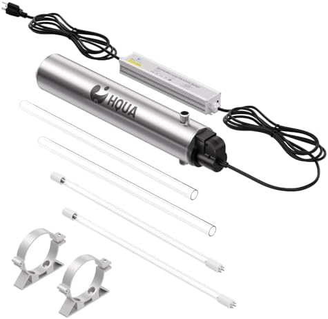 HQUA-TWS-12 Ultraviolet Water Purifier Filter for Whole House Water Purification,12GPM 120V, 1 Extra UV Lamp + 1 Extra Quartz Sleeve