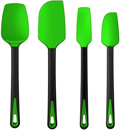 TEEVEA Silicone Spatula Set Rubber Jar Spoon Spatula Kitchen Utensils Non-Stick Heat Resistant for Scraping Cooking Baking Mixing Tools 4 Pack