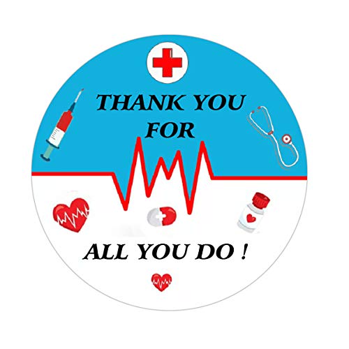 Healthcare Workers Thank You Sticker ,1.5 Inch Thank You Healthcare Workers Labels for Nurses, Doctors EMTs Essential Workers ,Gift Card Set with Envelopes and Stickers,Package Sealing (500 Pcs)