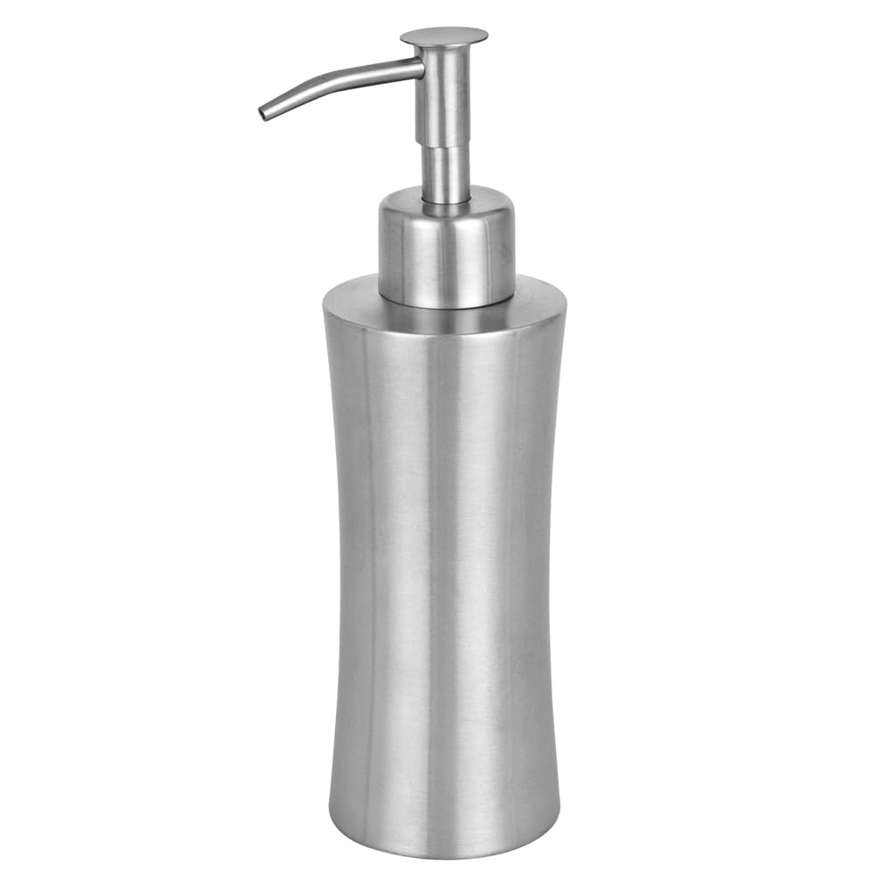 Set Accessori Bagno 2 Pezzi In Acciaio Inox Satinato – Dispenser Sapone Liquido 280 Ml E Bicchiere Porta Spazzolino – Linea Lunar