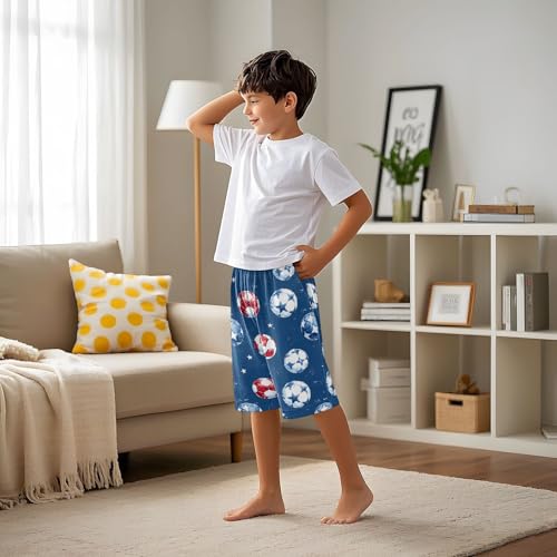 ALAZA Football Star Watercolor Blue Pajama Shorts Sleep Shorts Pant Lounge Pajama Bottoms Elastic Waist with Pockets4