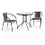 Flash Furniture 3-Piece Patio Dining Set with Round Glass Metal Table and 2 Stackable Rattan Chairs, Indoor/Outdoor Bistro Table and Chairs Set, Gray