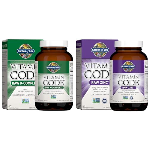 Garden of Life Vitamin K2, K1, Zinc & Vitamin C - Vegan Vitamin Complex...