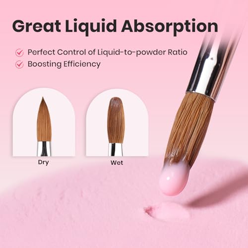 Image of Beetles Acrylic Nail Brush Kolinsky Hair Bristles Round Shaped Metal Handle Nail Art Brushes for Manicure Extension Acrylic Powder DIY at Home Manicure Tool - Size 10