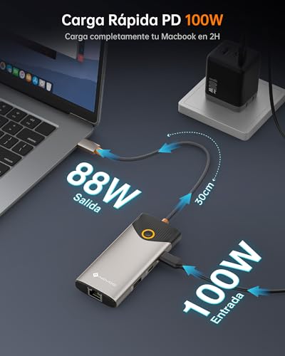 Miniatura 6 de NOVOO Hub USB C 7 en 1, Docking Station HDMI 4K@60, Ethernet, PD 100W