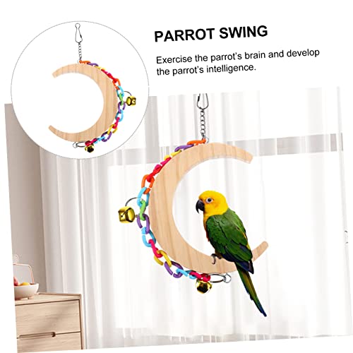 YARNOW-Bird-Swing-Toy-Wooden-Bird-Swing-Parrot-Toy-Parrot-Supplies-Household-Bird-Swing-Parrot-Swing-Toy-Bite-Resisting-Parrot-Swing-Bird-Moon-Swing-Toy-Household-Parrot-Swing-Bird-Toy