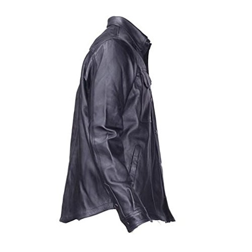 Mens Split Leather Motorcycle Shirt With Concealed Carry Pockets (3Xl) Black #TOP1