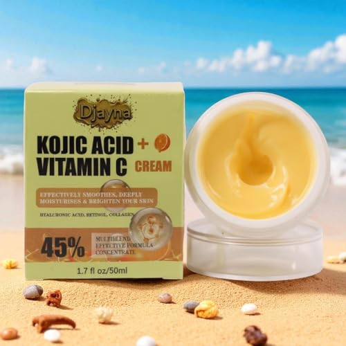 Djayna KOJIC ACID + VITAMIN C FACE MOISTURIZER - ANTI AGING - DARK SPOTS CORRECTOR - BRIGHTENING - FOR ALL SKIN TYPES 1.7 OZ