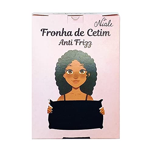 Touca De Cetim Longa + Duas Fronhas De Cetim (Preto)