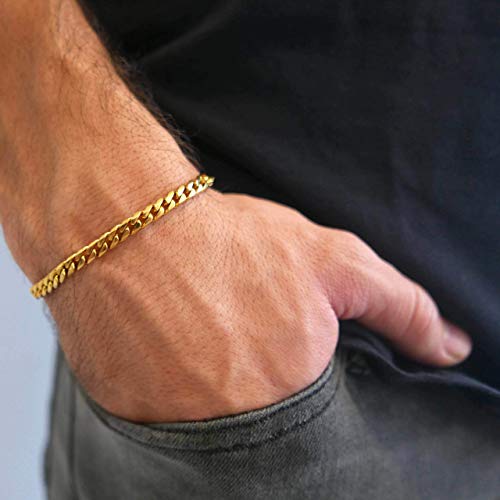 Handmade Cuff Chain Bracelet For Men Made Of Gold Plated Over Stainless Steel By Galis Jewelry - Gold Bracelet For Men - Cuff bracelet For men - Jewelry For Men - FITS 7