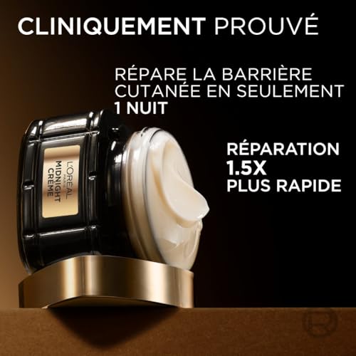 L'Oréal Paris - Midnight Crème Age Perfect Renaissance Cellulaire - Crème de Nuit Régénérante Anti-Âge - Soin Visage Anti-Rides, Fermeté, Confort - Tous Types de Peaux - 50 ml