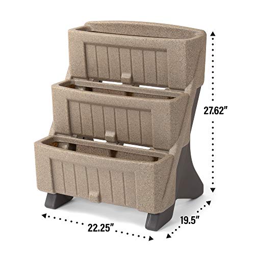 Simplay3 American Home™ 3-Level Multi Tiered Planter – Larger Planter Boxes For Indoor And Outdoor Garden Beds, Natural Stone Color, Made In Usa #TOP7