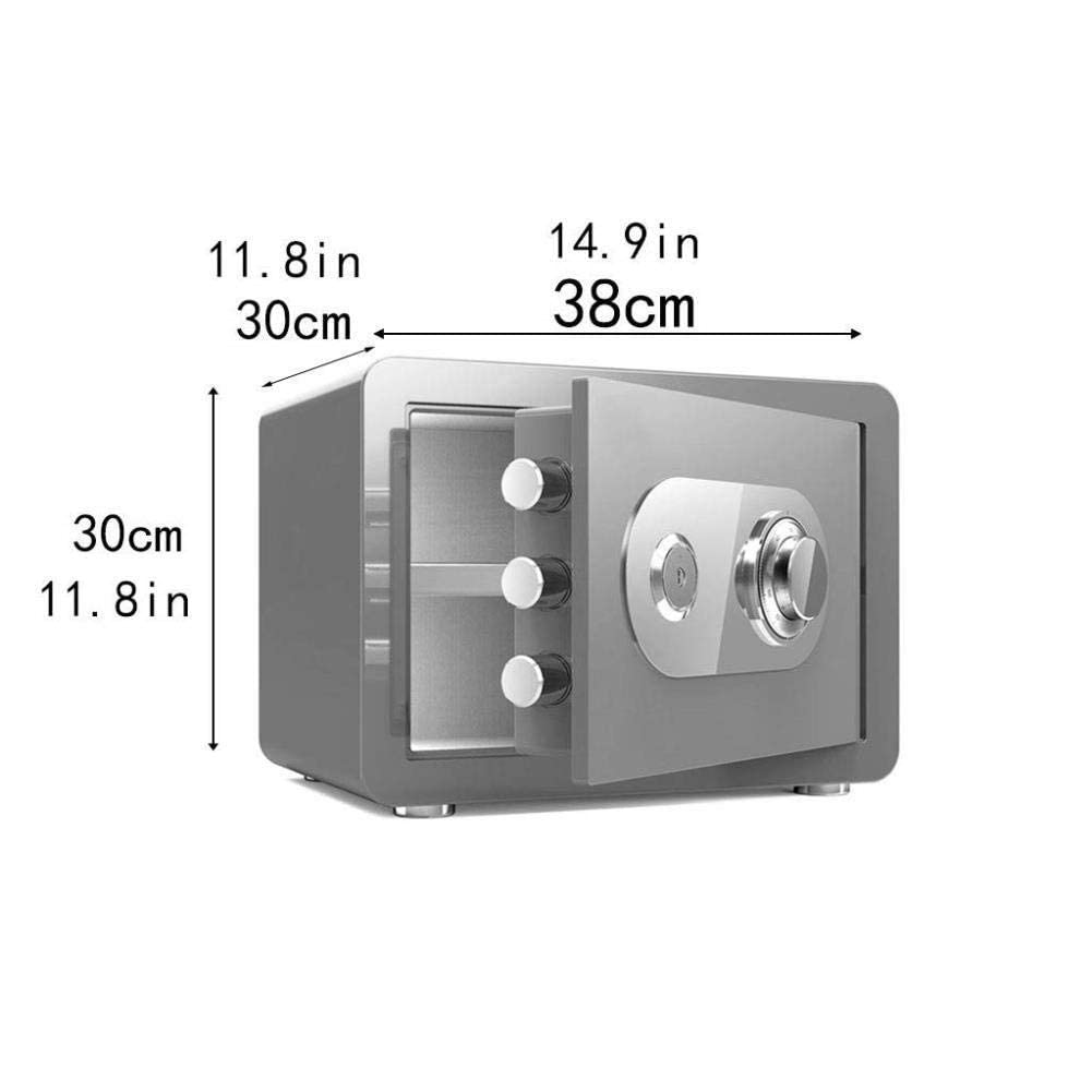 Caja fuerte de alta seguridad, ignífuga, impermeable, con cerradura electrónica y mecánica, compacta, antigua, manual, para uso doméstico, incluye 2 llaves de emergencia, color marrón