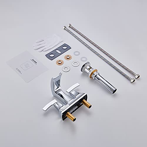Lexdale Waterfall Bathroom Faucet Vanity Bathroom Sink Faucet Chrome Centerset Brass 2 Handles Lavatory Bath Faucet With Pop Up Drain And Supply Lines #TOP6