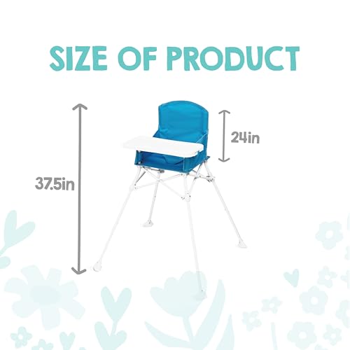 Image of Regalo My Portable High Chair, Foldable High Chair for Babies & Toddlers, Indoor /Outdoor Baby Chair, Travel High Chair with Tray & Cup Holder, Aqua
