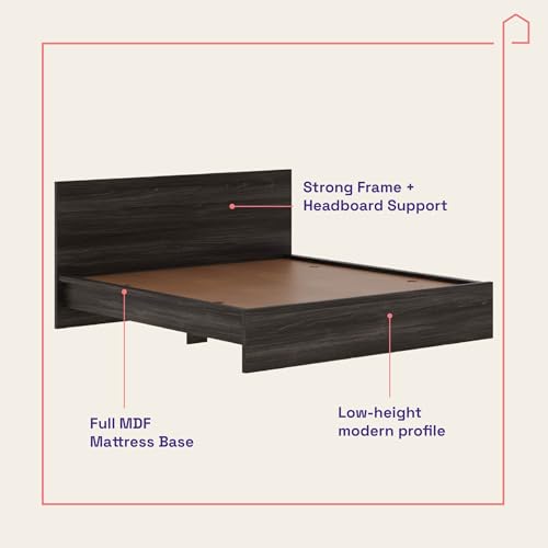 Image of Wakefit Bed | 3 Yr Warranty | King Size Bed, Non-Storage, Sturdy Construction, Density: 680-750 kg /m, Termite & Borer Resistant, Fits Mattresses Up to 8 inches (Centaur 78 x 72 - Wyoming Maple)