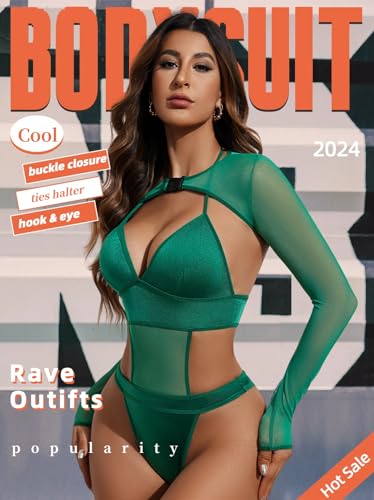 Image of Avidlove Rave Outfits for Women Festival Sexy Lingerie Bodysuit 2 Piece | Buckle shrug crop top halter bodysuit set, snap closure, breathable mesh, for concerts and club nights