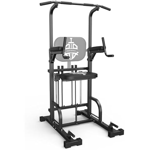 Sportsroyals Power Tower Pull Up Bar Station, 450LBS Stable Pull Up Dip Station for Home Gym Strength Training Equipment Cover