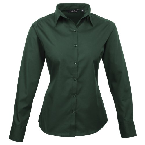 Preisvergleich Produktbild Premier Fitness Damen Poplin Long Sleeve Blouse Bluse, Grün (Flasche), 42