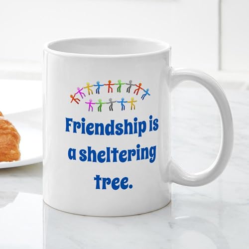 Taza de cerámica 11 oz amistad con frase miniatura 5