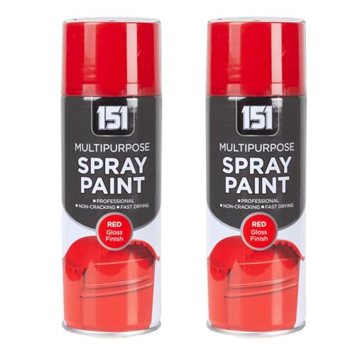 PNJB Multipurpose Red Gloss Spray Paint, Interior Exterior & Household, Ideal for Metal, Wood, Ceramics, Plastic, Quick-Dry, Interior and Exterior,400ml, (2PCS)
