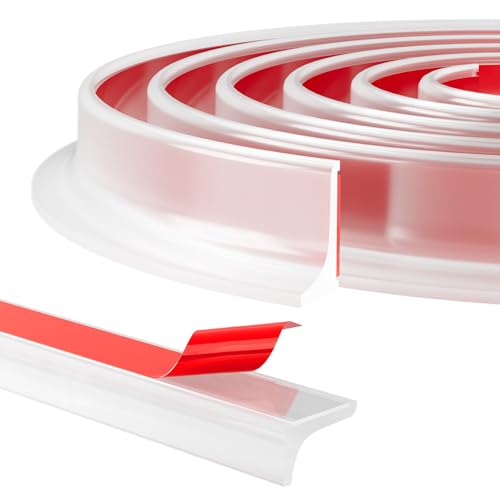 Duzzy Shower Threshold Water Dam Guard, Silicone Rubber Shower Door Bootom Seal Strip for Walk in Shower (39 Inch, Clear)