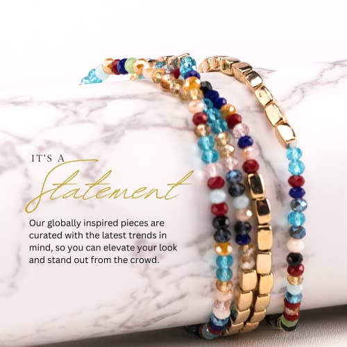 Olivia Welles Ella Beaded Bracelets Stretch Stackable Bracelets For Women, Round Glass Bead Bracelets For Fashion Jewelry On Any Occasion (Multicolor) #TOP2