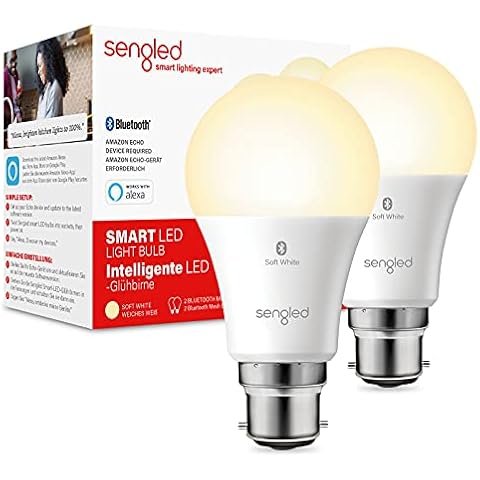Sengled Smart Bulb, Alexa Light Bulb B22, Alexa Bulb Bayonet Dimmable, Bluetooth Light Bulbs Work with Amazon Alexa Echo/Echo Dot, Group Control, Energy Saving 8.8W 806LM, Soft White, 2 Pack Cover