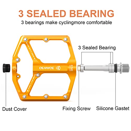 image for GEWAGE Road/Mountain Bike Pedals - 3 Bearings Bicycle Pedals - 9/16”