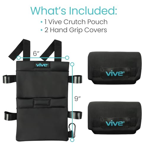 image for Vive Crutch Bag & Hand Grip Pads - Water-Resistant Pouch with Foam Pad