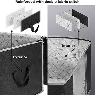 Storage bin Fabric Storage Box Under Bed Storage Containers Underbed Storage Bags Organizer for Shelves, Toys, Clothes(Grey)(Noir)