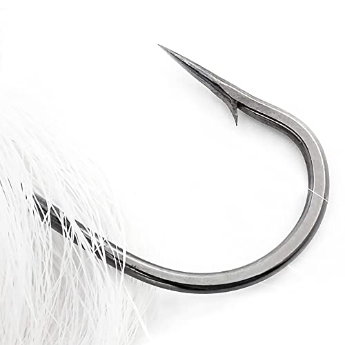 kmucutie 5 pcs bucktail Jigs Saltwater or Freshwater Bait,for bass flounder fluke Striper Fishing Lure (All White Color, 2 OZ)