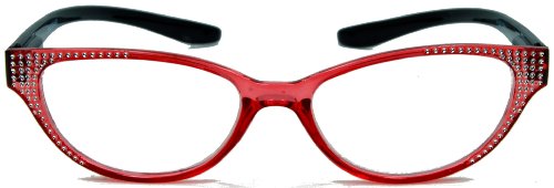 In Style Eyes Rubber Neckin Bling Neck Hanging Reading Glasses - Full-Rimmed Cat Eye Rubber Frame - Non-Polarized Lens - Pink - 1.5X #TOP1