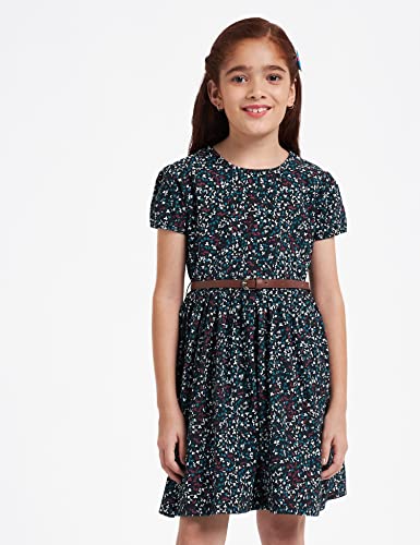 Image of Amazon Brand - Jam & Honey Cotton Girls' Dresses & Jumpsuits Knee-Length Dress (JHAW20GDRS990-7 Black 6-7 Years