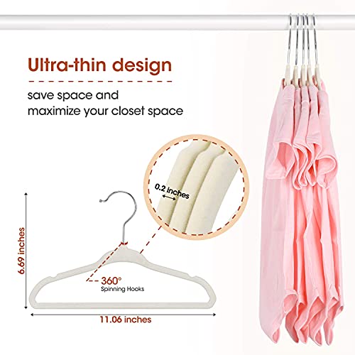 Minnebaby Velvet Baby Hangers 30 Pack, Ultra Thin No Slip Nursery Clothes Hangers With 6 Pcs Cute Clothing Dividers For Baby Boys & Girls Closet Organizer, Beige Kids Hangers #TOP5