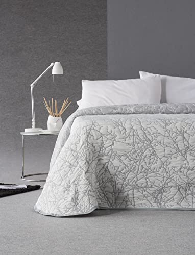 Estoralis TOPACIO | Colcha Verano de Diseño Moderno | Tejido Jaquard Alta Resistencia | Gris | para Cama 150 cm. (250 x 270 cm. AnchoxAlto) | Cubre Cama para Todas Las Estaciones