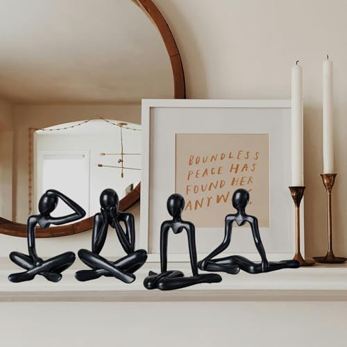 Set de 4 estatuas Thinker en resina para decoración miniatura 2