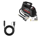 AstroAI Air Compressor Tire Inflator Red and Cigarette Lighter Extension Cord 12FT Bundle