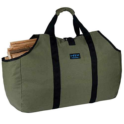 Large Canvas Firewood Tote, Water Resistant Log Carrier Wood Carrying Bag With Handles For Camping Trip Christmas Gift (35.5X17X12.5 Inch) #TOP17