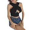 LYANER-Womens-Cut-Out-Crisscross-Halter-Vest-Wrap-Crop-Top-Sexy-Cami-Tank-Tops LYANER Women's Plain Pullover Underwire Sleeveless Tank Crop Top Black Large