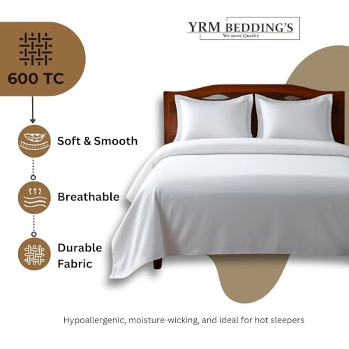 Image of YRM Bedding's 600TC Egyptian Cotton Bedsheet (66x90) with 1-Pillow Covers (18x28) | Oeko-Tex Certified Top Selling 100% Cotton Twin Size Bedsheet with Pillow Cover | Levender