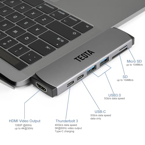 Image of USB C Docking Station 7 in 2 Portable Type C USB HUB with 4K HDMI Port, 2xPower Delivery C Hub, 3.0 High Speed Data Transfer 2xUSB Ports, Micro SD /TF Card Reader for M2, M1 and More (Space Grey)