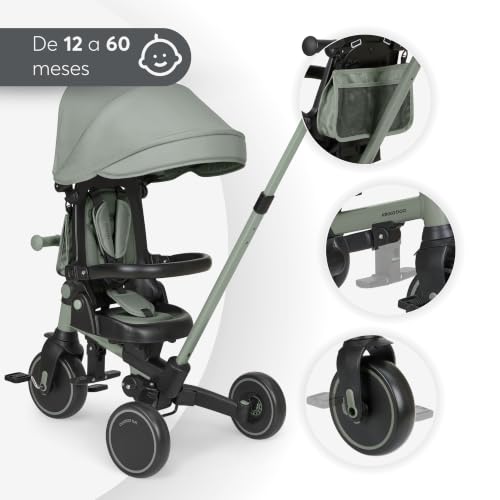 Miniatura 9 de Kikkaboo Triciclo Evolutivo 8 En 1 Aluma, Triciclo Bebé Desde 1 Año Plegable Con Manillar Padres, Asiento Reversible, Capota Ajustable, Arnés 5 Puntos, Marco Aluminio, Verde