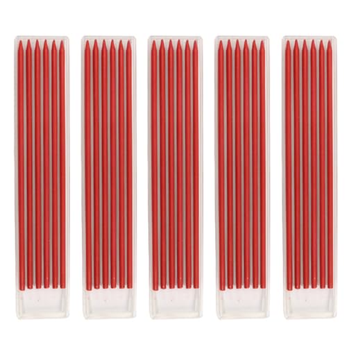 HSIXHAF 5 Cajas, 30 recambios de bolígrafos de carpintería para lápices ingeniería General, para carpinteros, Trabajadores Azulejos, decoradores, Longitud 4,72 pulgadas/12 cm, diámetro 2,8 mm, Rojo