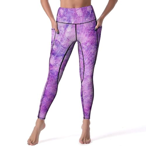 Legging de sport gainant taille haute violet pour le fitness et le yoga en taille S