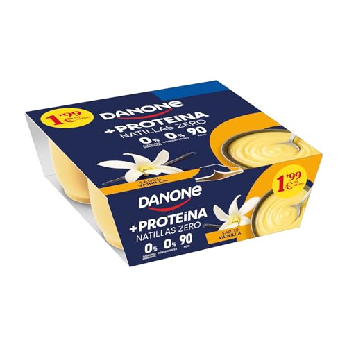Danone Natillas Proteicas con Sabor Vainilla - Sin gluten ni azúcares añadidos - 4 x 120g, 480g
