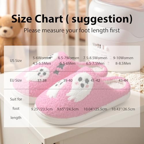 Halloween Slippers For Womens Mens Home Elastic Comfy Retro Memory Foam Fuzzy Soft Bedroom Plush Warm Anti-Skid Sole Winter Wool Lined Indoor Outdoor House Shoes4
