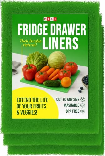 Fridge Drawer Liners, Refrigerator Crisper Mats, Green 14.5x11.5 in, 3 Pack