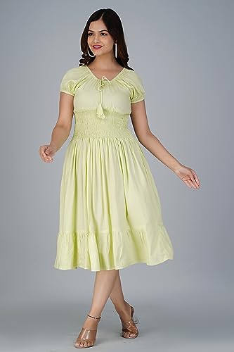 Image of Denarius Women's Rayon Short Sleeves Round Neck Solid A-Line Gown Dress